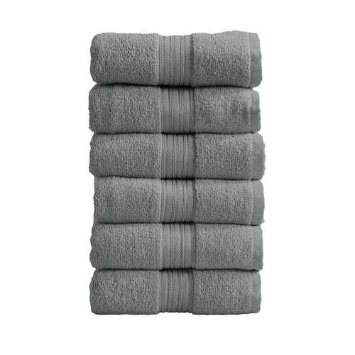Great Bay Home Hand Towels - 100% Cotton 6 Pack 26x16 Hand Towel Set - Lightweight, Absorbent, Quick-Dry Towels for Bathroom (Steel Blue) - color: Solid - Steel Blue, size: Hand Towel (Pack of 6)
