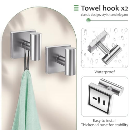 5 Pieces Brushed Nickel Towel Bar Set,Towel Racks for Bathroom Stainless Steel Wall-Mounted Bathroom Hardware Accessories Set 23.6 Inch Towel Holder - color: Brushed Nickel