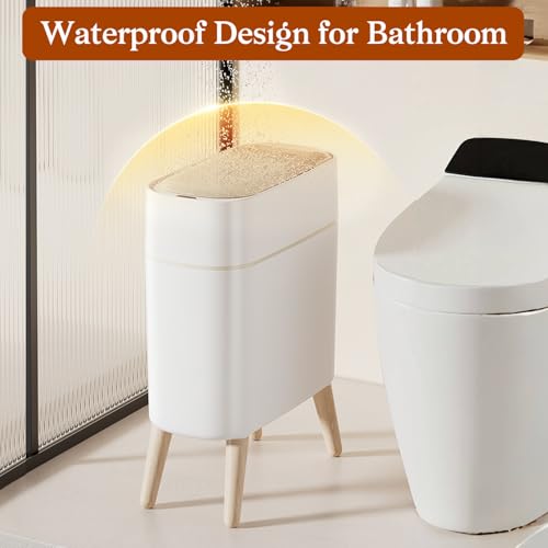 LALASTAR Small Bathroom Trash Can Automatic Touchless, Bathroom Garbage Can with a Lid, Motion Sensor trashcan for Bedroom, Kitchen, Office, 2.5 Gallon, White - color: White-1 Pack