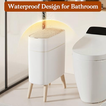 LALASTAR Small Bathroom Trash Can Automatic Touchless, Bathroom Garbage Can with a Lid, Motion Sensor trashcan for Bedroom, Kitchen, Office, 2.5 Gallon, White - color: White-1 Pack