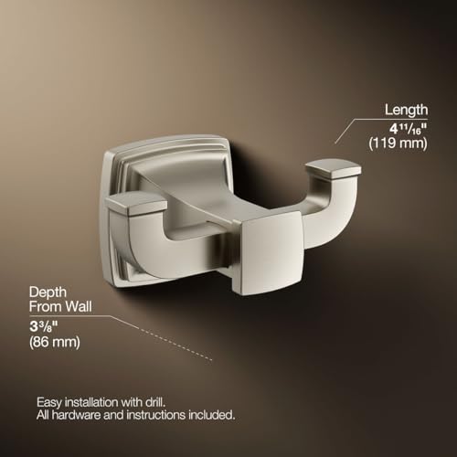 Kohler 27411-BN Riff® Double Robe Hook, Vibrant Brushed Nickel - color: Vibrant Brushed Nickel, style: Robe Hook