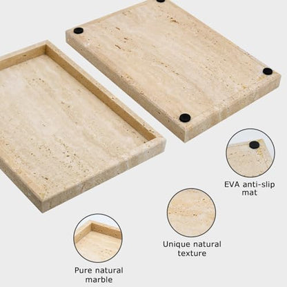 Travertine Tray,Bathroom Vanity Tray | Non-Ceramic/Non-Resin,marble perfume decorative tray 12 x 8 inch (Travertine) - color: Travertine