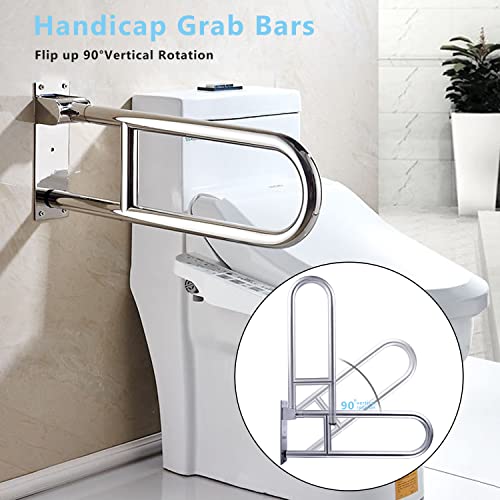 29.5 INCH Toilet Grab Bar Stainless Steel Handicap Rails Grab Bars Bathroom Support for Elderly Bariatric Disabled Commode Safety Hand Railing Guard Frame Shower Assist Aid Handrails Hand Grips - size: 29.5 Inches without Paper Holder
