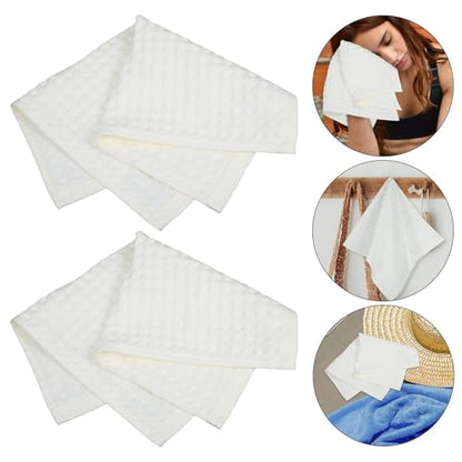 NOLITOY 4 Pcs Cotton Waffle Bath Towels Soft and Comfortable Quick Drying White Facecloths for Spa and Gym Use Highly Absorbent Bathroom Towels