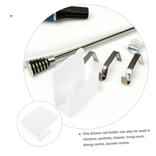 2pcs Drill Less Shower Curtain Rod Bracket Wall Mount Holder Curved Groove for Easy Installation