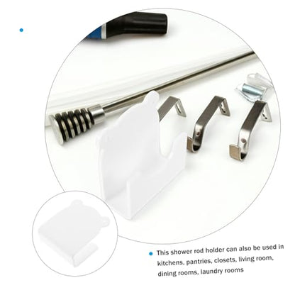 2pcs Drill Less Shower Curtain Rod Bracket Wall Mount Holder Curved Groove for Easy Installation