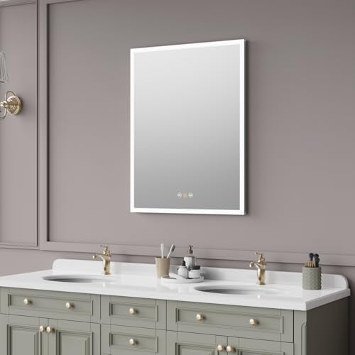 Recessed Medicine Cabinet with Mirror 20"x26" Medicine Cabinet Mirror | Lighted Medicine Cabinet, Bathroom Medicine Cabinet with Mirror, Adjustable Shelves, Defogger, Outlets, USB, Dimmable - size: 20"x26"
