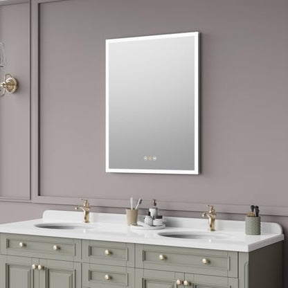 Recessed Medicine Cabinet with Mirror 20"x26" Medicine Cabinet Mirror | Lighted Medicine Cabinet, Bathroom Medicine Cabinet with Mirror, Adjustable Shelves, Defogger, Outlets, USB, Dimmable - size: 20"x26"