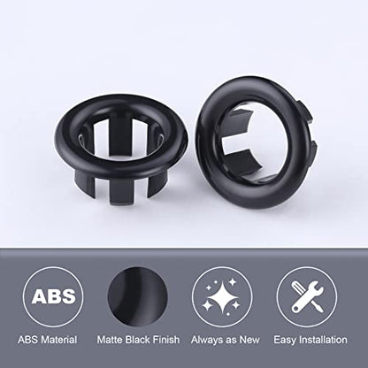 6 Pack Sink Overflow Ring Black, ARCORA Bathroom Kitchen Sink Basin Trim Overflow Cover Hole Insert Cap - color: Black-6 Pack