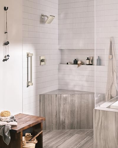 Moen YG8818BN Bathroom Safety 18-Inch Stainless Steel Modern Bathroom Grab Bar, Brushed Nickel - color: Brushed Nickel, size: 18 Inch