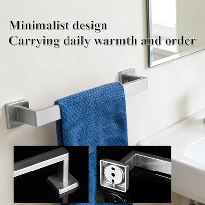 16 Inch Bathroom Towel Bar SUS304 Stainless Steel Brushed Nickel Towel Holder Wall Mounted Heavy Duty Towel Rack Bathroom Towel Rod Modern Square Base Design (1, Brushed Nickel, 16 Inch) - color: Brushed Nickel, size: 16 Inch