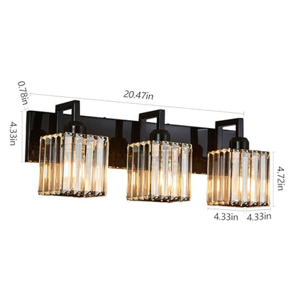 Modern Bathroom Vanity Light 3-Lights Plating Black Vanity Light Crystal Wall Light Bathroom Light Fixtures - color: Plating Black Crooked, size: 3-light