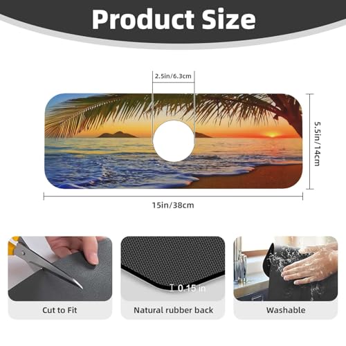 Coco Beach Kitchen sink faucet pad, strong water absorption, anti slip, easy to clean, very suitable for splash and drip prevention, suitable for kitchens and bathrooms - color: Coco Beach
