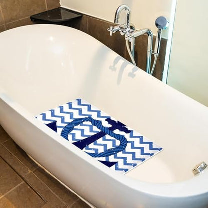 Bath Tub Shower Mat, Washable Bathtub Floor Mats, Suction Cups and Drain Holes to Keep Tubs Clean, Soft on Feet, Bathroom Essentials, 26.8x15.1 Inch, Anchor - color: Multi 4
