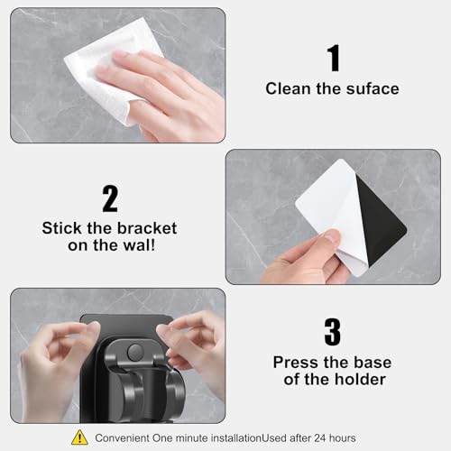 MAYYAYA Shower Head Holder, Black Adhesive Wall Mounted, Adjustable Angle | Heavy Duty Wall Mounted Shower Head Shelf Bracket, ABS Stick-on Wall Bracket with Strong Adhesive for Handheld Shower Heads - color: MateBlack-1