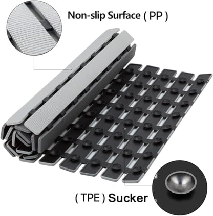 BEMISO Shower Mat Non Slip Bathtub Mat with Suction Cups and Drain Holes 27.5 x15.7 Inch Bath Mat for Tub & Shower.Easy Dry,Easy to Cut,Eco-Friendly - color: Dark Grey Light Grey, size: 27.5 x 15.7 inches