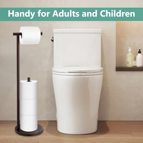 Free Standing Toilet Paper Holder Stand, Oil Rubbed Bronze Toilet Paper Holder with Storage for Jumbo Mega, Housen Solutions
