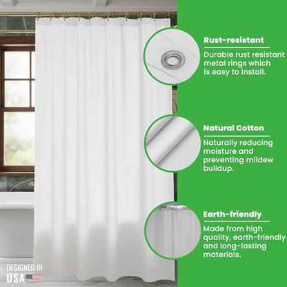 Bean Products White Cotton Narrow Shower Stall Curtain Liner - 36x74 - color: White, size: 36"W x 74"L (Pack of 1)