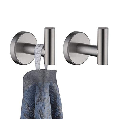 JQK Bathroom Towel Hook Brushed, Coat Robe Clothes Bath Wall Hooks for Kitchen Garage SUS 304 Stainless Steel Thick 0.8mm, 2 Pack Brushed Steel, TH100-BN-P2 - color: Brushed, size: 2 Pack