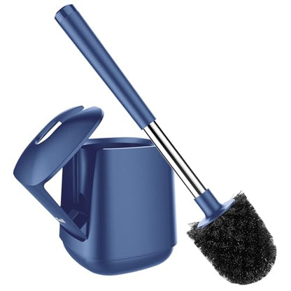 SetSail Toilet Brush and Holder, Self Closing Lid Toilet Bowl Brushes Holder and Extra Long Handle Ventilated Toilet Brush Set for Bathroom Cleaning, Nylon Bristles, Dark & Blue - color: Dark Blue, size: 1 pack