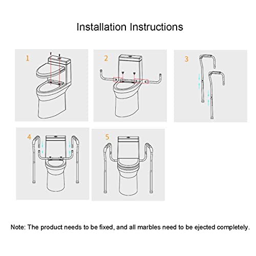 Aluminum Alloy Toilet handrail, Elderly Safety handrail, Toilet Elderly Toilet Stand up Assist handrail,Toilet Safety Frame, Adjustable Freestanding Toilet Handrails Helper