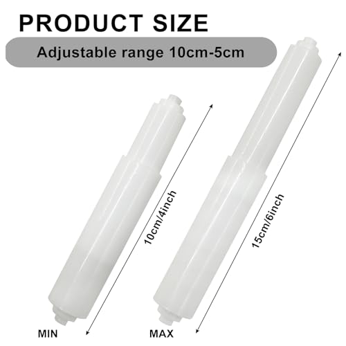 4Pack Toilet Paper Holder Spring Rod Replacement | Plastic, Spring Loaded, White