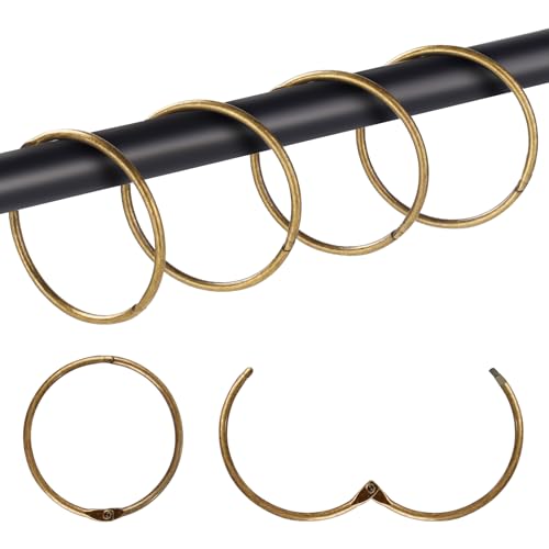 20Pcs Shower Curtain Hooks,Metal Round Shower Curtain Hooks Roman Rings | Rustproof Decorative Shower Curtain Rings for Bathroom, Bathtub, Window, Balcony (20, Bronze) - color: Round-bronze