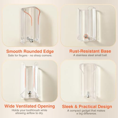 Electric Toothbrush Holder for Bathroom, Wall-Mounted Toothbrush Stand with Self-Adhesive, Compact Bathroom Caddy for Electric Toothbrushes (Clear-2pcs) - color: Clear-2pcs