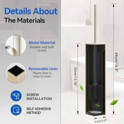 Brushed Gold Toilet Brush with Holder,Durable Cleaning Toilet Bowl Brushes with Holders - color: Brushed Gold