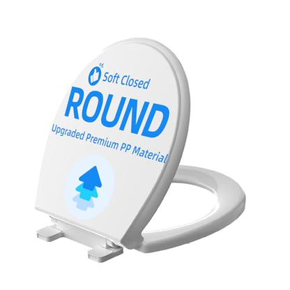 Round Toilet Seat 16.5 Inch, Soft Close Toilet Seat, Quiet No Slam Toilet Lid, Easy Install & Quick Release, Durable PP Plastic, Easy Clean, Fits Most Standard Round Toilets, White - color: White, size: without toddler seat 1 Pack