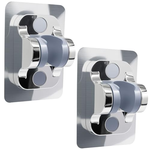 2 Pack Strong Adhesive Shower Waterproof Handheld Shower Holder Adjustable No Drilling Wall Mount Bracket, No Drilling Holder for RV Bathroom (Silver) - style: Silver