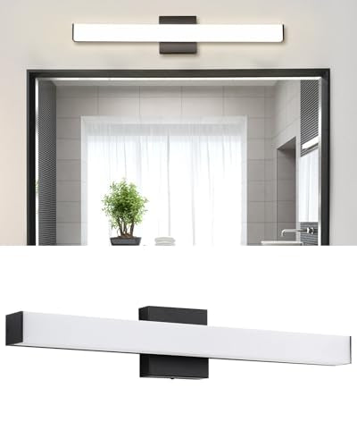 24" LED Square Vanity Light, 14W 4000K Dimmable, Brushed Nickel | Wall Bar Light, Rust & Moisture Resistant, Natural White light, Energy-saving, moisture-proof, Dresser Bathroom over Mirror - color: Matte Black, size: 24inch 4000K Dimmable