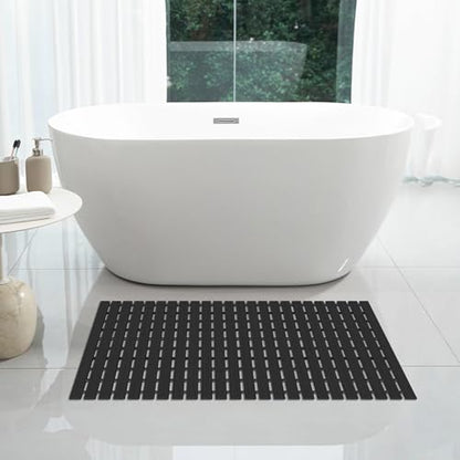 OTHWAY Large Shower Mat, 35.4 x 24 Inch No Suction Cup Shower Mat Non Slip, Quick Drain Non Slip Shower Mats for Inside Shower, Heavy Duty Curlable PVC Stand up Shower Floor Mat, Black - color: Black