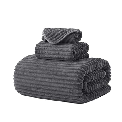 3 Pack Bath Towel Set, 40"x80" Oversized Bath Sheet, Charcoal Gray | Ultra Soft Microfiber, Lint Free, Quick Dry, Highly Absorbent, Full Body Coverage, 1 Bath Sheet, 1 Hand Towel, 1 Washcloth - color: Charcoal Gray, size: 3 Piece Towel Set