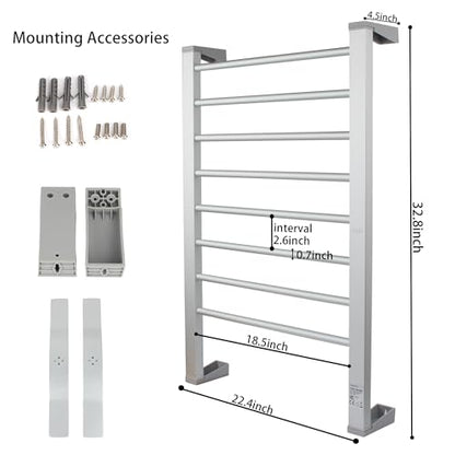 Heated Towel Rack with Timer, 8-Bar Electric Towel Warmer for Bathroom, Fast Heating Towel Dryer Freestanding or Wall Mount, Auto Shut-Off, Space-Saving Design