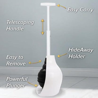 Korky Beehive Max Hideaway 15 in. L x 6 in. Dia. Toilet Plunger