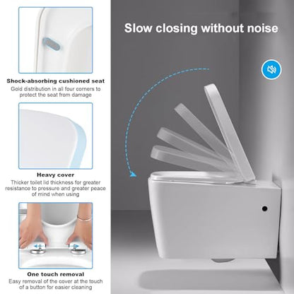 Toilet Seat - Soft Close Quick Release for Easy Cleaning, Top Fix Installation with Adjustable Hinges - Ideal for Bathroom Upgrade - size: 105