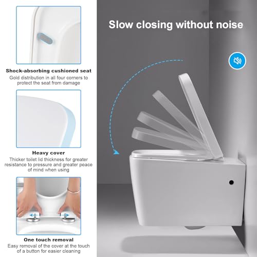 Toilet Seat - Soft Close Quick Release for Easy Cleaning, Top Fix Installation with Adjustable Hinges - Ideal for Bathroom Upgrade - size: 910