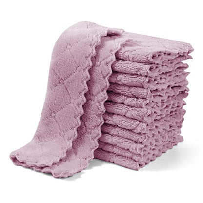 UMANI 12 Pack Microfiber Cleaning Cloths Reusable Textured Cleaning Rags | 10 x 6 Inch, Soft Absorbent Quick-Dry Cloths for Kitchen, Bathroom, Countertop and Household Cleaning - color: Purple