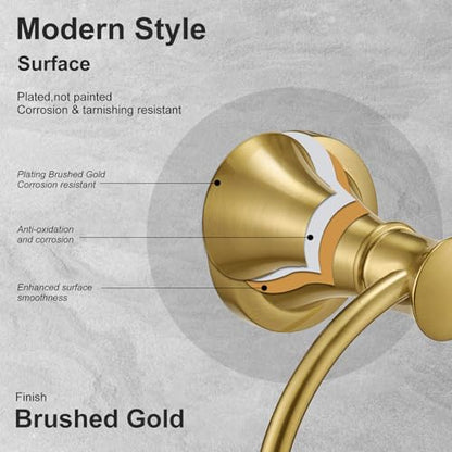 Towel Ring, Bathroom Hand Towel Holder Wall Mounted Brushed Gold | Modern Round, Heavy Duty Towel Rack Hanger, Hardware Accessory, SUS 304 Stainless Steel Rustproof for Bath, Kitchen, RV - color: Brushed Gold