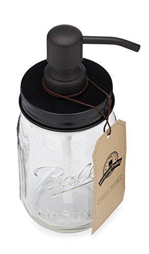 Mason Jar Soap Dispenser - Black - 16 oz Ball Mason Jar Liquid Dispenser for Kitchen & Bathroom - Glass - Dish Soap Dispenser with Rust Proof Stainless Steel Pump & Lid - size: Pack of 1