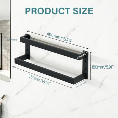 Alise Double Towel Bar, 16" Double Towel Racks for Bathroom, Matte Black | Bathroom Towel Rack Wall Mounted, 3.54" Wide Faster Drying, Ladder Design, SUS304 Stainless Steel - color: Matte Black, size: 16-inch
