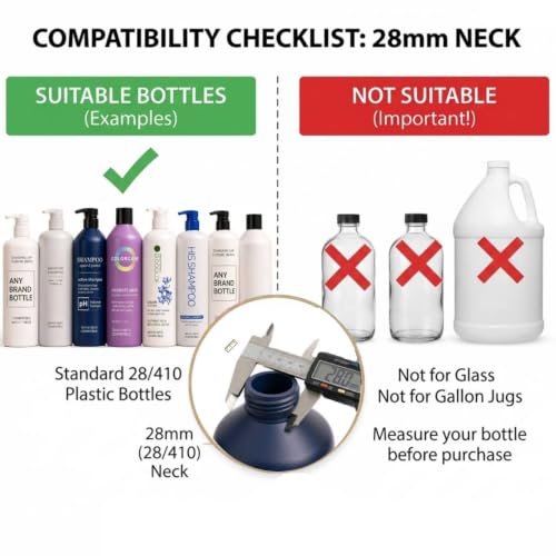 Universal Shampoo & Conditioner Pump, Fits 1L Bottles, 28/410, 2-Pack | Heavy-duty spring-action flow control - color: Black - Pack of 2