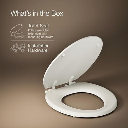 KOHLER 4695-96 Ridgewood Round-Front Toilet Seat, Compression-Molded Wood, Color-Matched Plastic Hinges, Biscuit - color: Biscuit, size: Round, style: Round