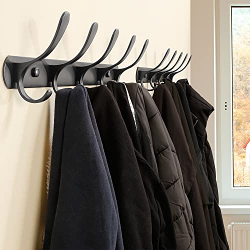 SKOLOO Coat Rack Wall Mount - Modern, Metal Wall Coat Rack with 5 Hooks, Sturdy Wall Mounted Coat Hooks for Hanging Coat, Jacket, Clothes, Hat, Matte Black - color: Black