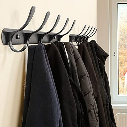 SKOLOO Coat Rack Wall Mount - Modern, Metal Wall Coat Rack with 5 Hooks, Sturdy Wall Mounted Coat Hooks for Hanging Coat, Jacket, Clothes, Hat, Matte Black - color: Black