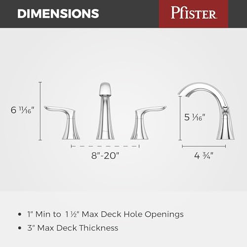 Pfister Weller 8 inch Widespread 3 Hole Bathroom Sink Faucet with 2 Handle Polished Chrome Finish, Metal Pop-Up Drain Assembly and 1.2 GPM Flow Rate for Vanity LG49WR0C - color: Polished Chrome, size: 1 Pack