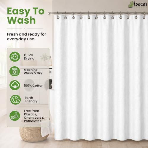 Bean Products White Cotton Bathtub Shower Curtain Liner- 70x74 - color: White, size: 70"W x 74"L (Pack of 1)