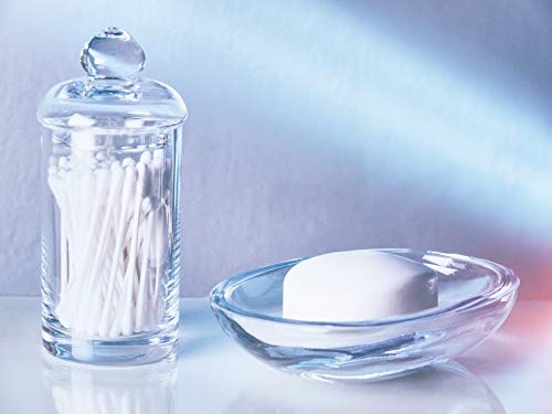 Barski Glass Soap Dish - Bar Holder - Tray - - Oval - 5.75" Length - Very Thick Glass - for Bathroom and Shower - Kitchen - Sink - Powder Room - Classic Clear Made in Europe