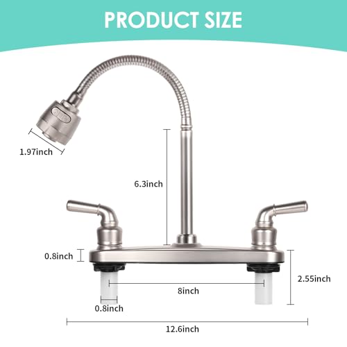 RV Kitchen Faucet Non-Metallic, Flexible Spout for Campers, Motorhomes, Travel Trailers (Brushed Nickled) - color: Brushed Nickled